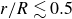 r divided by upper R less than or equivalent to 0.5