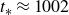 t Subscript asterisk Baseline almost equals 1002