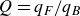 upper Q equals q Subscript upper F Baseline divided by q Subscript upper B