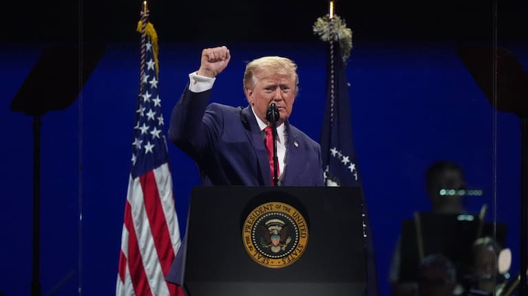 US President Donald Trump speaks at Salute to America, an Independence Day event honouring the nation's 250th anniversary.
