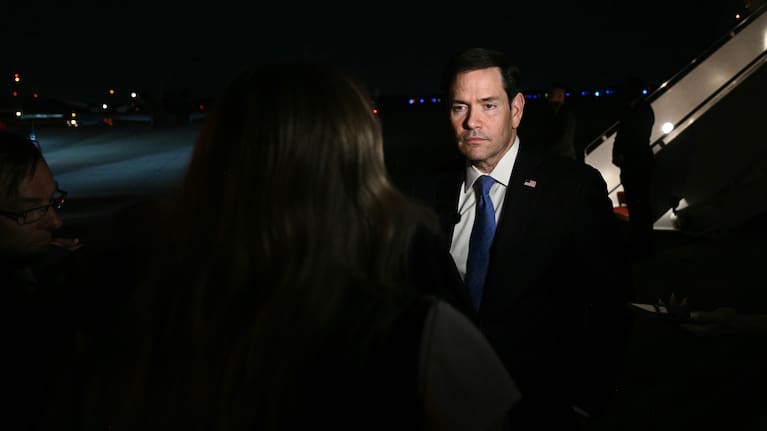 US Secretary of State Marco Rubio speaks to reporters before departing from Joint Base Andrews, Md., Sunday night, July 19, 2026, to Manila to attend the 59th ASEAN Foreign Ministers' Meeting.