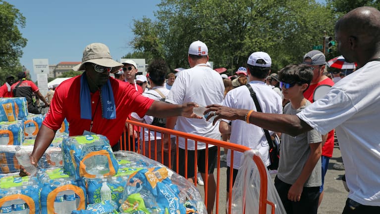 Free water was handed out at the National Mall in Washington.