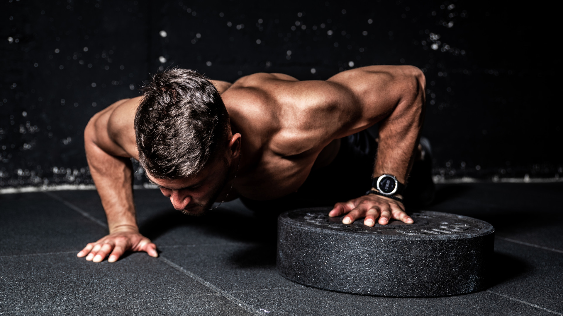 A man performing push ups
