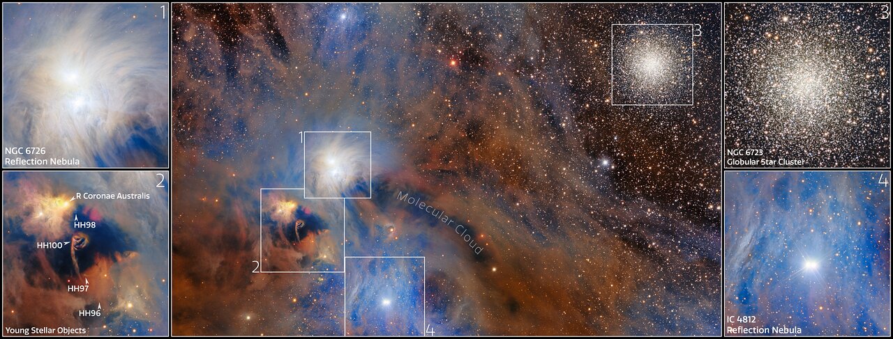 clouds of multicolored gasses on a starry background