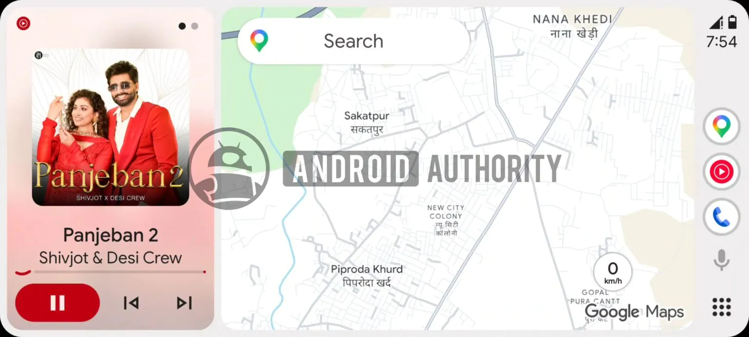 redesigned media card in Android Auto navigation interface