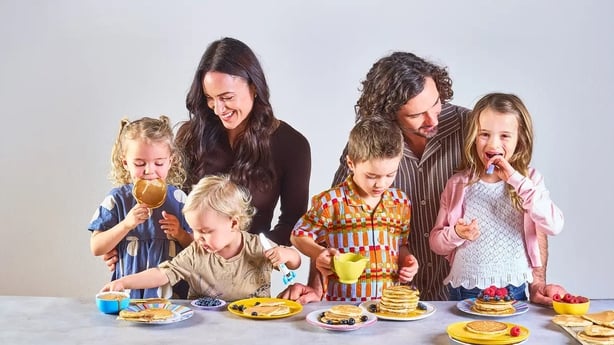 Wicks with his four kids with his wife Rosie