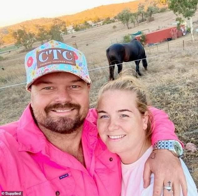 Construction boss Brenden Morrissey is pictured with his wife Holly. He has urged young Australians to ditch university in favour of a trade