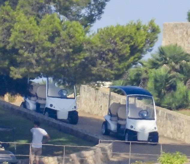 Golf buggies were seen ready to transport staff or guests