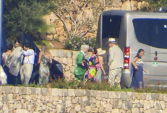 Pictured, guests arrive at the La Fortaleza estate on the Spanish island Mallorca
