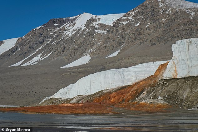 The eerie crimson waterfall, which pours from the Taylor Glacier into Lake Bonney, has long fascinated researchers with its blood-like appearance