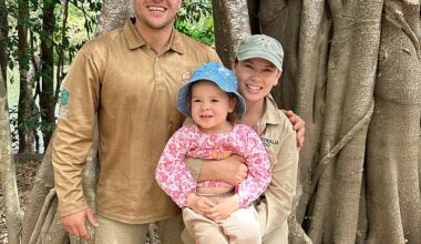 Bindi Irwin has given fans a glimpse of her husband Chandler Powell's impressive physique in a sweet family photo from the Australian outback. (Pictured with their daughter Grace Warrior, five)