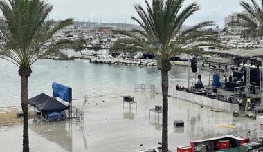 On Monday, 'mini tsunamis' caused by a sudden change in sea level hit Platja de s'Arenal beach in Ibiza - leaving restaurants and streets flooded