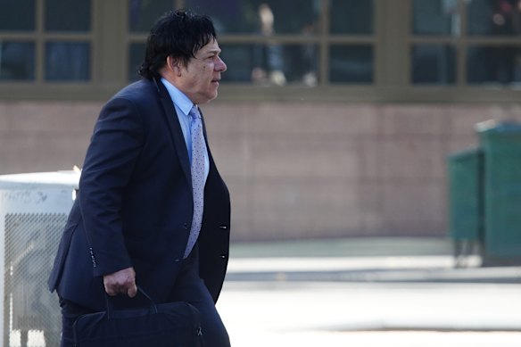 Carr arriving at the County Court of Victoria on July 22 this year.