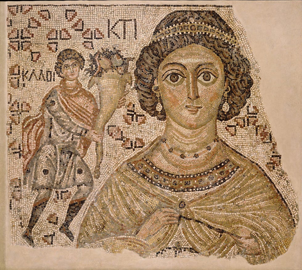 Fragment Of A Floor Mosaic With A Personification Of Ktisis