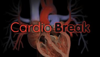 Cardio Break over a computer rendering of a heart.