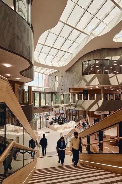 The four-level atrium affords an immediate sense of the complex’s organisation.