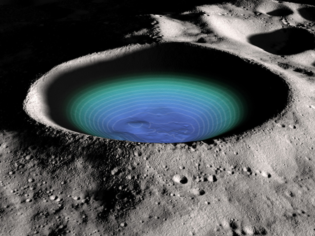 Topographic Measurement of a Crater on the Moon