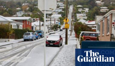 New Zealand capital delights in rare snowfall as southern city residents ski down world’s steepest street | New Zealand