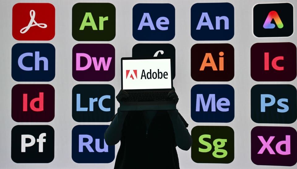Adobe logo and logos of many Adobe programs