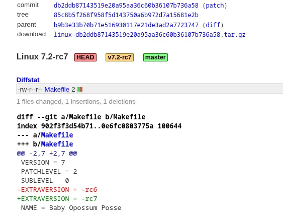 Linux 7.2-rc7 Git tag