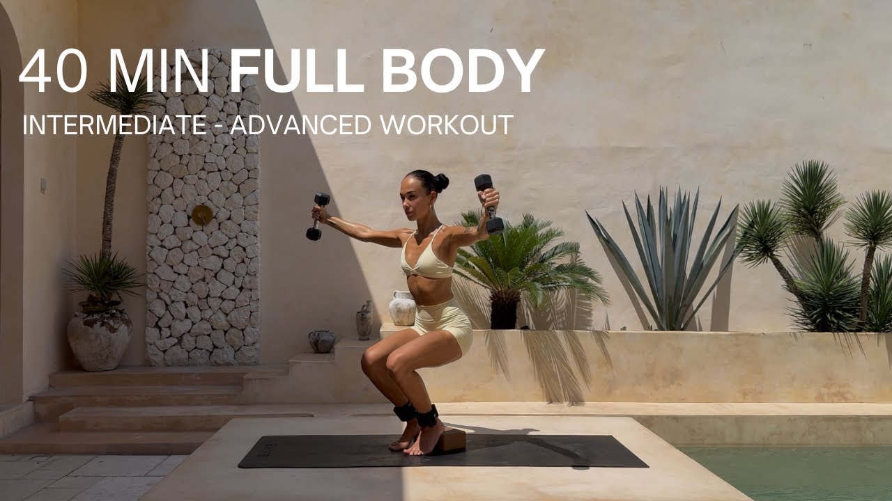 40 MIN FULL BODY WORKOUT | Intermediate - Advanced Pilates Inspired Workout with Weights - YouTube