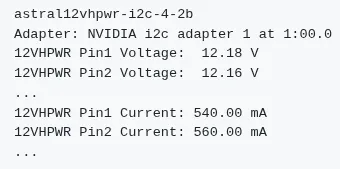 ASUS ROG Astral HWMON driver monitoring output
