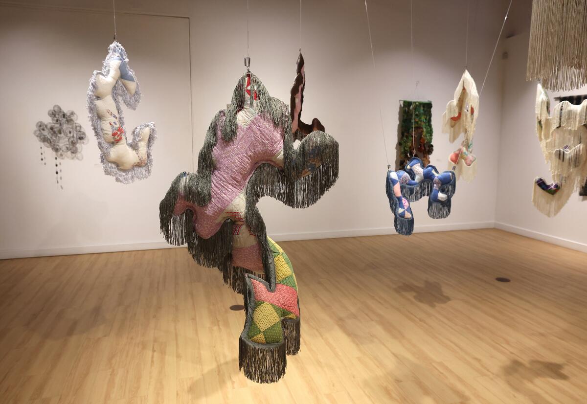 Soft hanging sculptures by artist Marty Ornish.