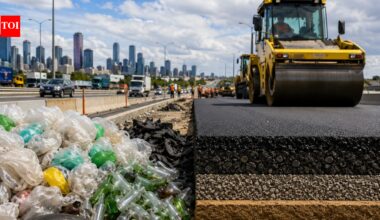 In 2022, Melbourne's M80 became Victoria's first major road project with recycled content in every pavement layer, reusing 35.5 million plastic bags and 22 million bottles