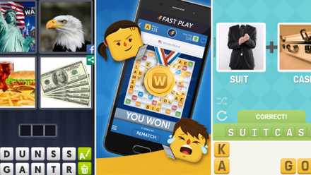 Mobile Phone Text Games 4 pics 1 word words with friends and pictoword
