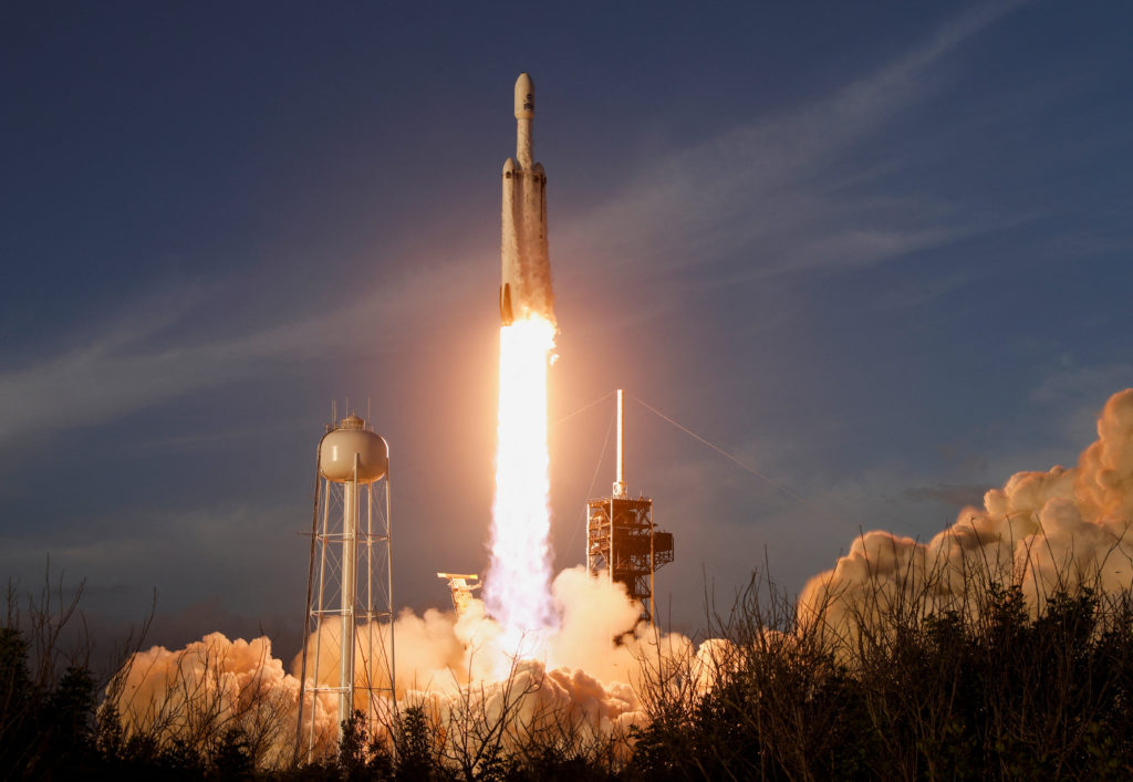 A SpaceX Falcon Heavy rocket lifts off carrying NASA's Nancy Grace Roman Space Telescope