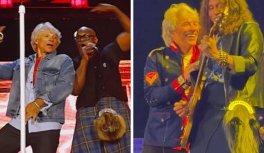 Bon Jovi band members rock Murrayfield in Edinburgh kilts