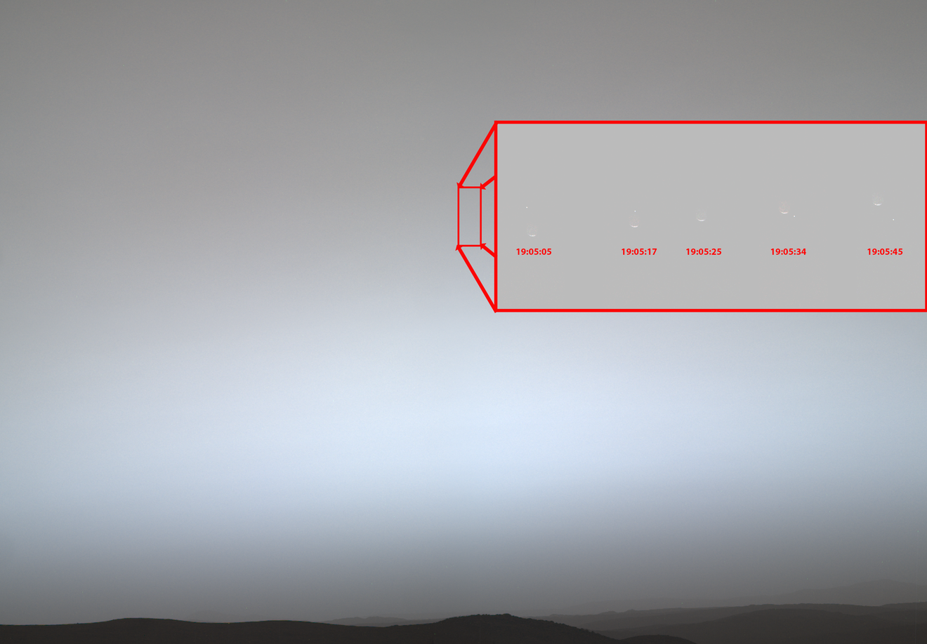 An annotated, timestamped version of the Earth occultation as seen from Mars. Credit: NASA/JPL.