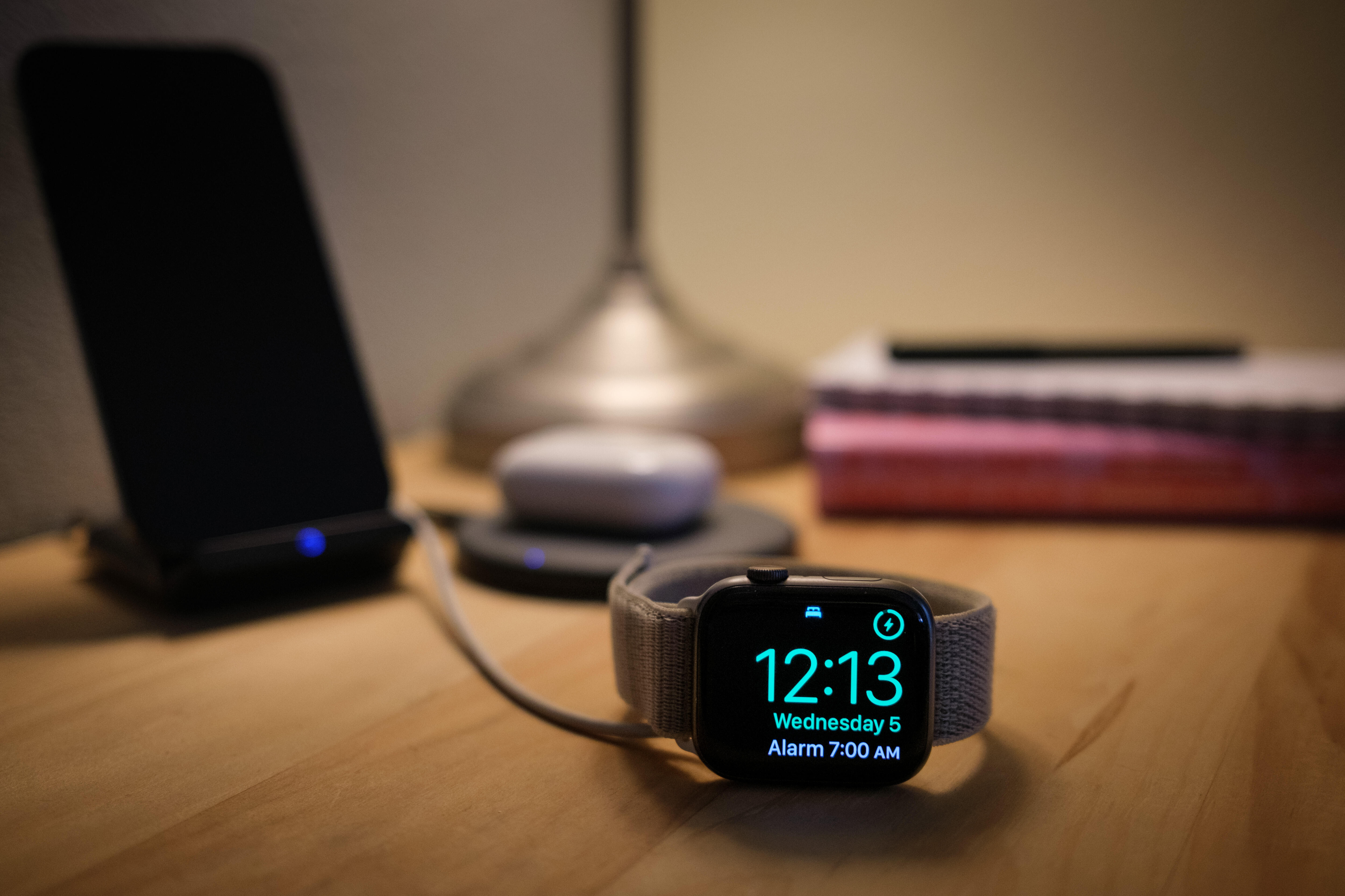 Apple Watch charging in nightstand mode