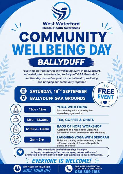 The Next event will take place in Ballyduff on Saturday, September 19