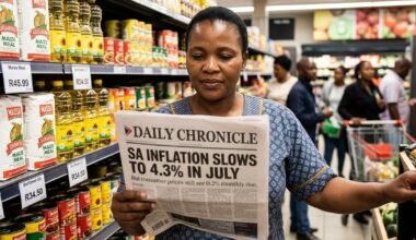South Africa gets inflation relief first time in five months as fuel prices fall, but renewed oil surge threatens the relief