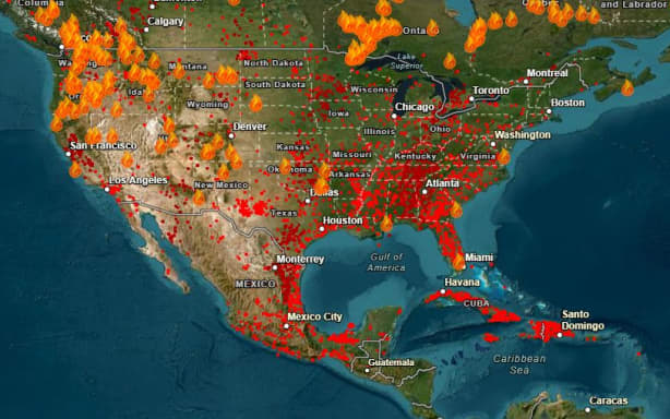 Fires across the US and Canada in August