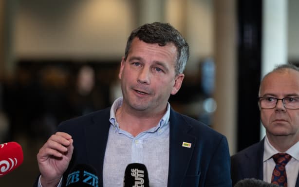 ACT Party leader David Seymour speaks to media at the Business Canterbury election conference on 14 August 2026.