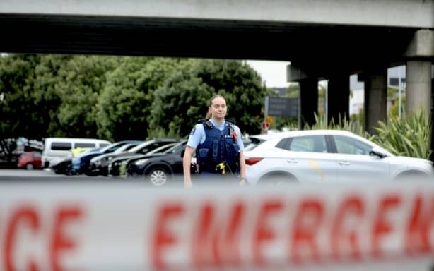Police outside Sylvia Park mall after an incident on 13 August, 2026.