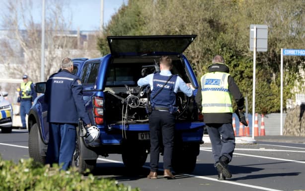 Police remove bicycles from the scene of a violent incident in the Auckland suburb of Epsom on 5 August, 2026.