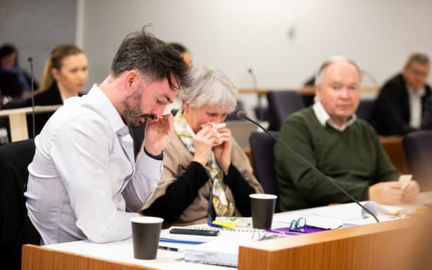 Family of the deceased at the coronial inquest following the death of 25-year-old Issac Levings on the Wellington Waterfront in 2023.