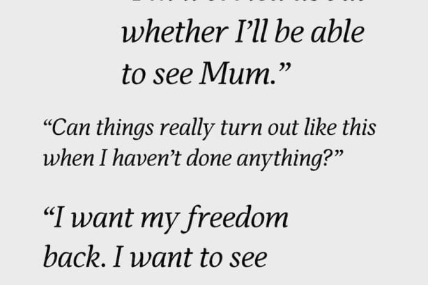 Notes from Runa's suspect's notebook, in which she wrote about wanting to see her mother.
