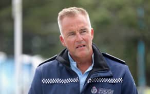 Bay of Plenty District Commander Superintendent Tim Anderson gives update about recovery efforts at Mt Maunganui slip site on Sunday afternoon.