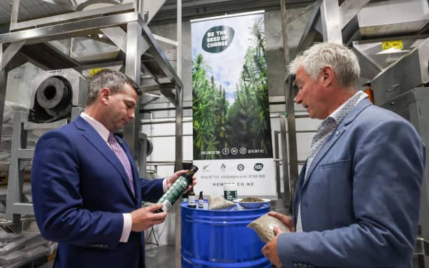 David Seymour at hemp business in Ashburton