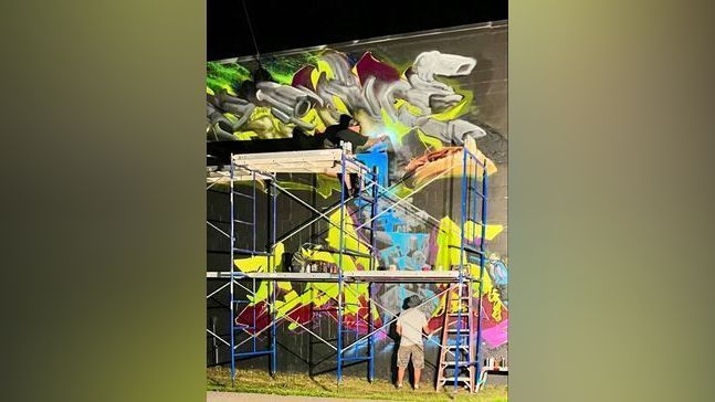 This weekend, about 30 artists are giving Cove Street in Portland a new look. (Courtesy of Jared Goulette)