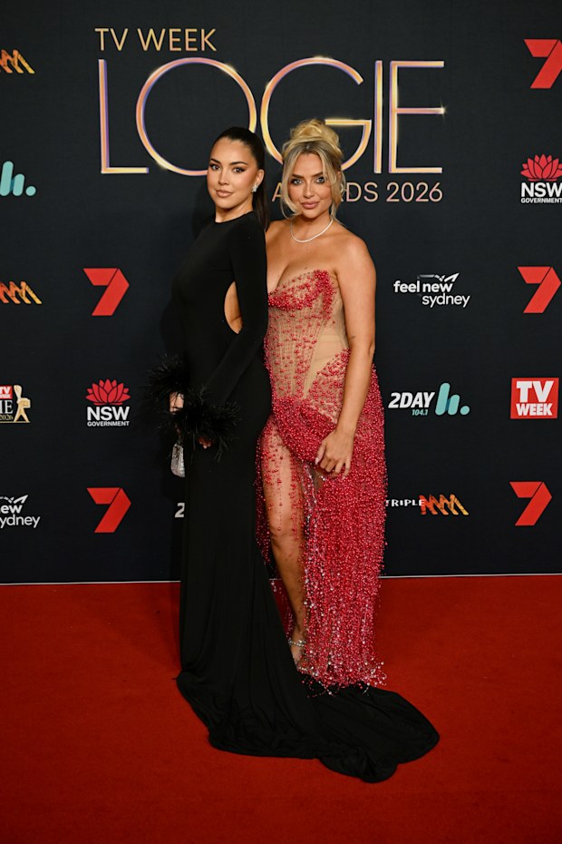 SYDNEY, AUSTRALIA - AUGUST 16: Karly Fisher and Bri Auty attend the 66th TV WEEK Logie Awards at The Star on August 16, 2026 in Sydney, Australia. (Photo by James Gourley/Getty Images for TV WEEK)