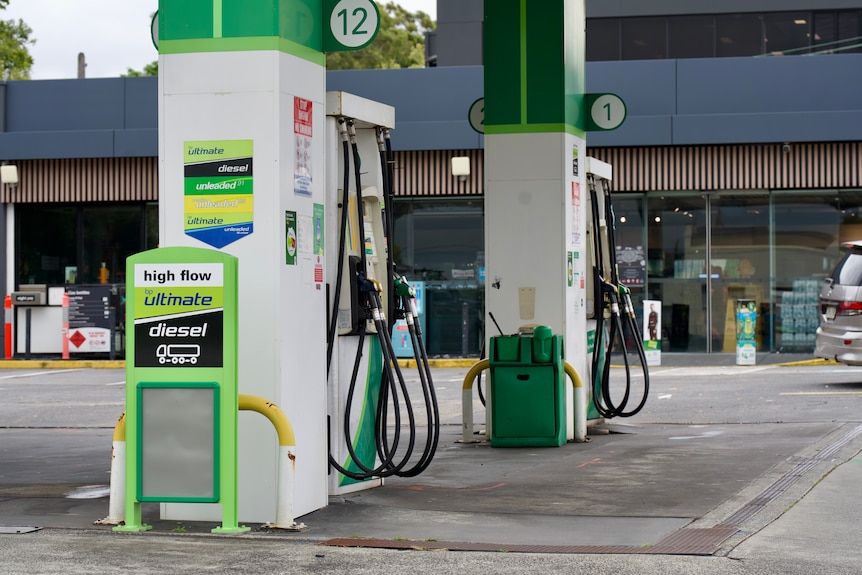 Close up of an empty pump at a BP fuel station.