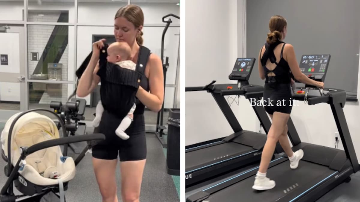 Influencer mum criticised for taking her baby to the gym at night