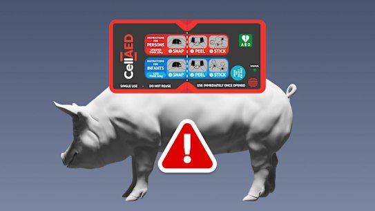 The CellAED defibrillator was tested on pigs, but not humans.