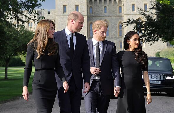 The Prince and Princess of Wales and the Duke and Duchess of Sussex arriving to view the messages and floral tributes left by me The Prince and Princess of Wales and the Duke and Duchess of Sussex arriving to view the messages and floral tributes left by me
