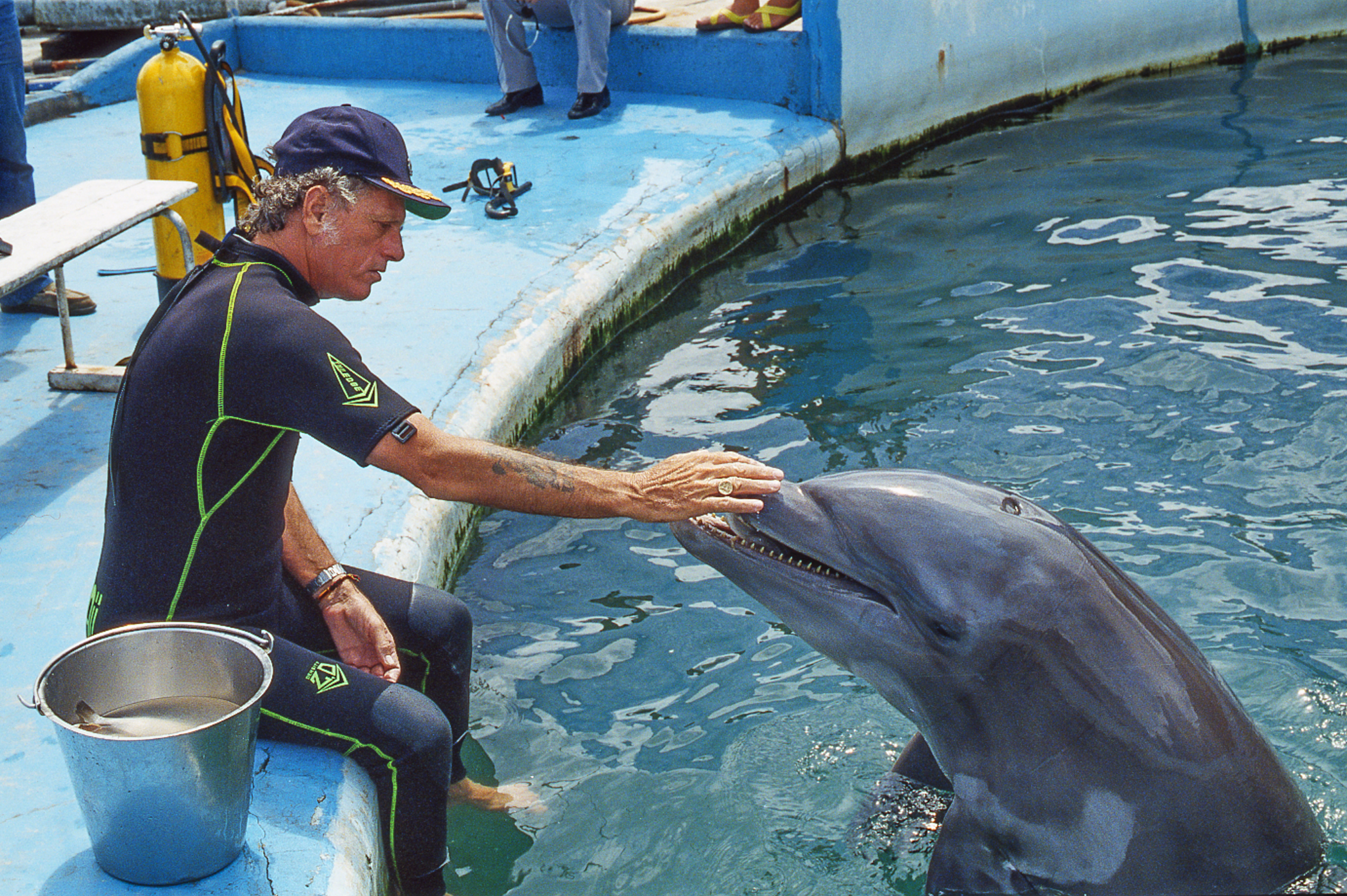 Ric O'Barry and dolphin.